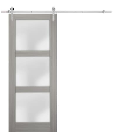 Sartodoors Barn Interior Door, 30" x 80", Gray LUCIA2552BD-S-SSS-30